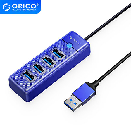 Orico USB3.0 4 Portlu 5Gbps Çoklu USB Bağlantı Noktası Çoklayıcı HUB, 15cm, Mavi, PW4U-U3-015-BL