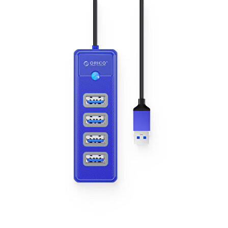 Orico USB3.0 4 Portlu 5Gbps Çoklu USB Bağlantı Noktası Çoklayıcı HUB, 15cm, Mavi, PW4U-U3-015-BL