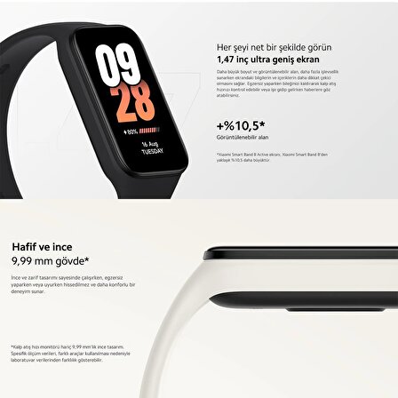 Xiaomi Smart Band 8 Active Orjinal Nabız Ölçer Su Geçirmez Android iOS iPhone Uyumlu Akıllı Bileklik Saat