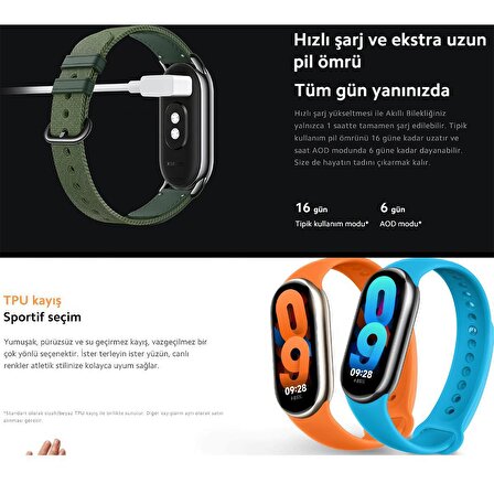 Xiaomi Mi Smart Band 8 Orjinal Nabız Ölçer Spor Su Geçirmez Android iOS iPhone Uyumlu Akıllı Bileklik Saat