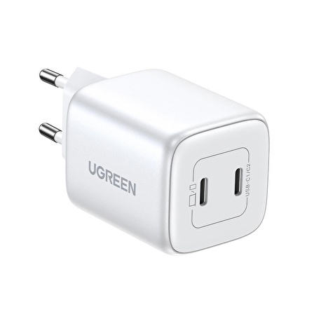 Ugreen Nexode 45W USB Type-C QC 4.0 PD GaN X 2 Portlu Hızlı Şarj Cihazı Beyaz