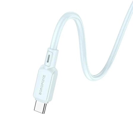 Borofone Şarj Kablo 60W Type-C to Type-C Hızlı Şarj ve Data Kablosu Uzunluk 1 Metre USB-C to USB-C BX94 Açık Mavi Renk