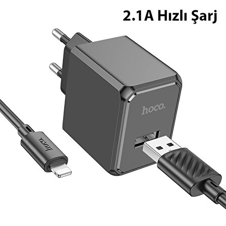 HOCO CS11A USB Port + USB to iPhone Lightning Şarj Kablosu ve Adaptörü Seti