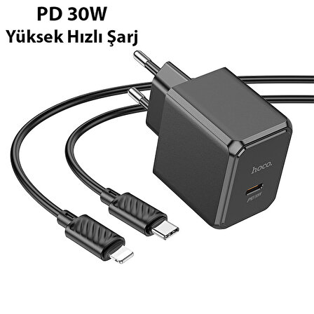 HOCO CS15A 30W Type-C Şarj Aleti + Type-C to iPhone Lightning Kablo Seti