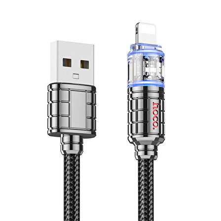 HOCO U122 Kristal Uç 2.4A USB to iPhone Lightning Hızlı Data ve Şarj Kablosu