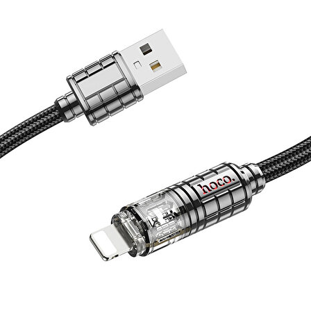 HOCO U122 Kristal Uç 2.4A USB to iPhone Lightning Hızlı Data ve Şarj Kablosu