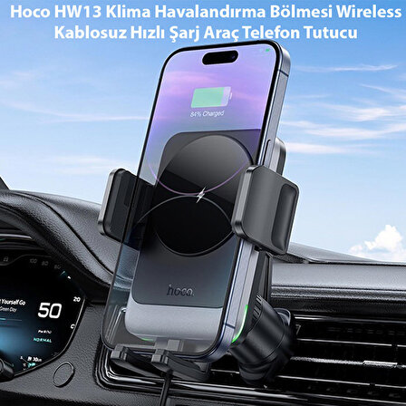 Hoco HW13 Klima Havalandırma Bölmesi Wireless Kablosuz Hızlı Şarj Araç Telefon Tutucu