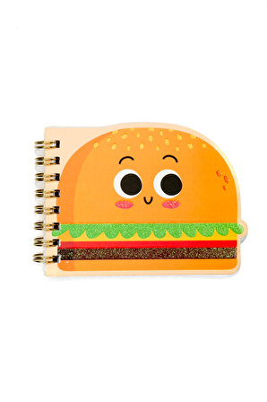 Yoyoso  Fast Food Burger Figürlü A6 Çizgili 50 Yaprak Spiralli Defter Not Defteri 10 x 8 cm