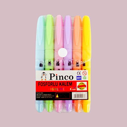 Pinco Pastel Kalem Tipi Fosforlu Kalem 6 lı (FSF-27)