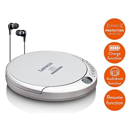 Lenco Taşınabilir CD Çalar MP3 Çalar Discman Anti Şok Özellikli Gümüş CD-201 SI