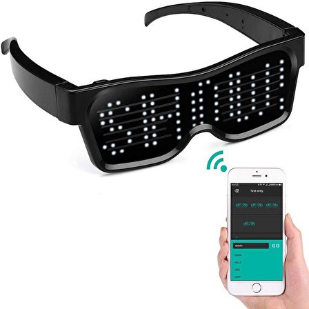 Smart Led Glasses Pembe Led Işıklı Parti Gözlüğü Kablosuz Uygulamalı Eğlence Parti HJ-LRG02