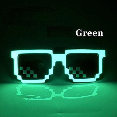 Yeşil Led Parti Gözlüğü Led Işıklı Pilli Yılbaşı Düğün Eğlence UV400 neon parti gözlüğü HJ-LPG-02