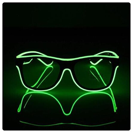 Yeşil Led Parti Gözlüğü Led Işıklı Pilli Yılbaşı Düğün Eğlence UV400 neon parti gözlüğü HJ-LPG-01