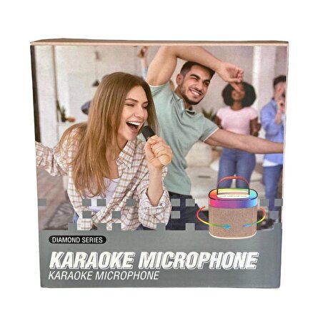 Doppler Diamond Ledli Krem Bluetooth Hoparlör ve Mikrofon Kablosuz Mini Karaoke Seti Mikrofonlu