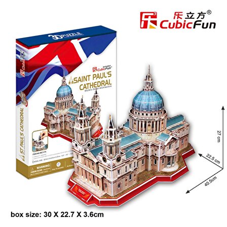 Cubic Fun Aziz Paul Katedrali - İngiltere 9+ Yaş Küçük Boy Puzzle 107 Parça