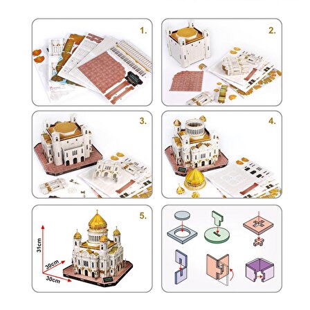Cubic Fun Christ the Saviour Katedrali - Rusya 9+ Yaş Küçük Boy Puzzle 127 Parça