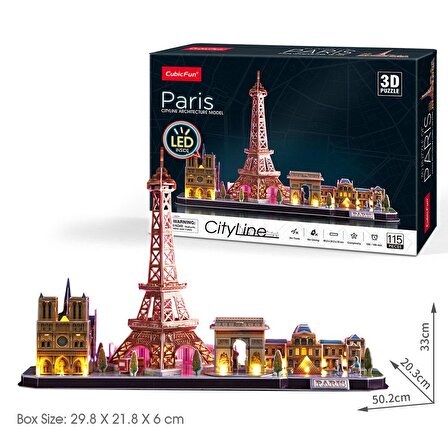 3D Puzzle Paris 115 Parça Led Işıklı