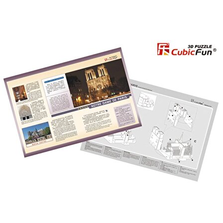 Cubic Fun Notre Dame Kilisesi - Fransa 9+ Yaş Küçük Boy Puzzle 40 Parça