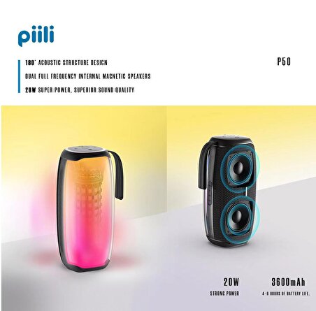 Piili Live Bluetooth Speaker, Ipx6 Su Geçirmez