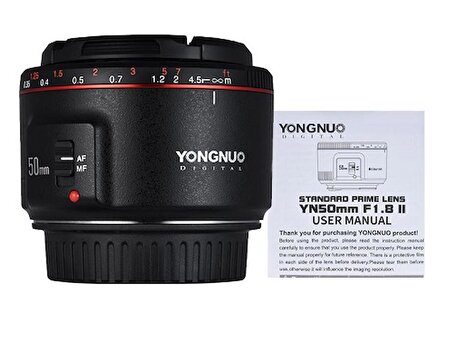 Yongnuo 50mm F1.8 II Canon Uyumlu Otofokus Prime Lens (Siyah)