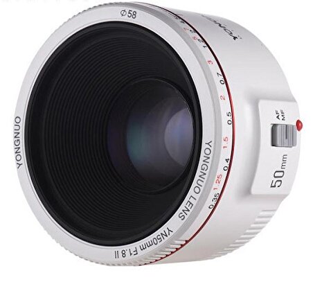 Yongnuo 50mm F1.8 II Canon Uyumlu Otofokus Prime Lens (Beyaz)