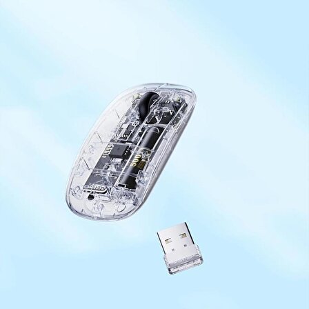 Coofbe 2.4G Şarj Edilebilir 500 mAh Transparan 4DPI 2.4G Kablosuz Mouse Windows İos Mac Uyumlu Mouse