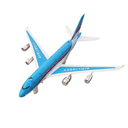 Çek Bırak Işıklı Sesli Yolcu Uçağı 18 Cm - SY8022 - Mavi