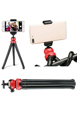 Esnek Flexible Tripod Kamera Profesyonel Telefon Tutucu 360 Derece Tripot Bluetooth Kumandalı