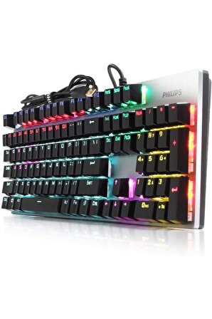 Philips SPK8404  Mekanik Gaming Oyuncu Klavyesi RGB LED IŞIK (Kablo Uzunluğu 1,60cm) Caps Lock Tuşu