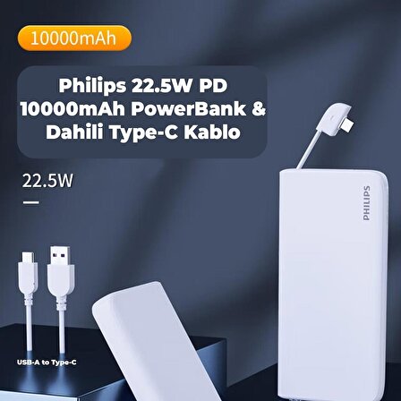 Philips 10000 mAh Hızlı Şarj Powerbank Beyaz 