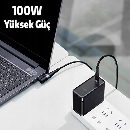 Baseus Zinc Manyetik Type-C to DC Square Portu Lenovo Laptop Şarj Kablosu 100W 2m