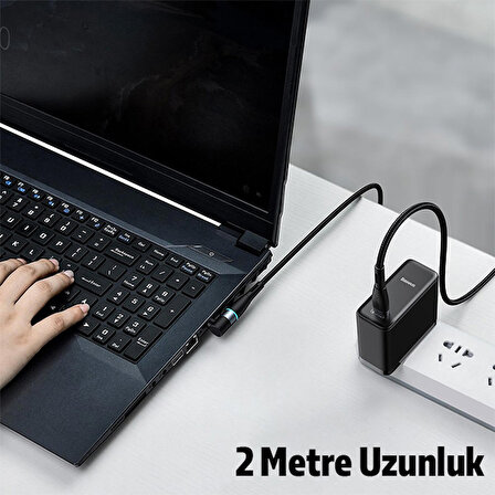 Baseus Zinc Manyetik Type-C to DC Round (5,5x2,5mm) Lenovo Laptop Şarj Kablosu 100W 2m