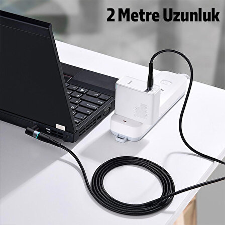 Baseus Zinc Manyetik Type-C to DC Round (7,9x5,5mm) Lenovo Laptop Şarj Kablosu 100W 2m