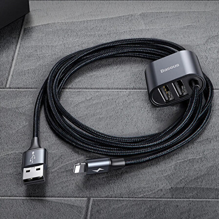 Baseus İPhone Usb Kablo+ Araba Arka Koltuk Çift Usb Çoğaltıcı-Special Data Cable for Backsea
