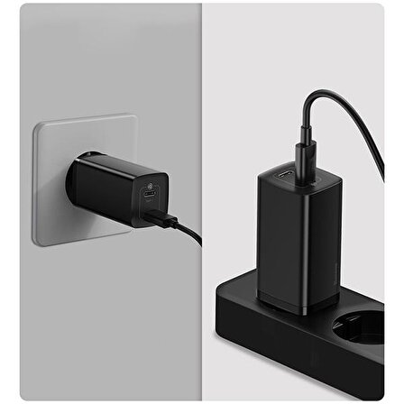 Baseus GaN2 USB 65 Watt Hızlı Şarj Aleti Siyah