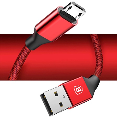 Baseus Yiven Micro USB 1 Metre Şarj Kablosu Kırmızı