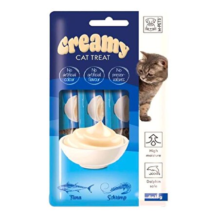 M-Pets Creamy Cat Treat Karides - Ton Balıklı Krema Yetişkin Kedi Ödülü 4x15 g 