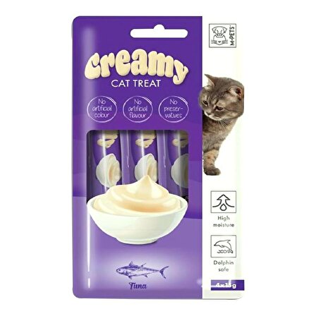 M-Pets Creamy Cat Treat Ton Balıklı Krema Yetişkin Kedi Ödülü 4x15 g 