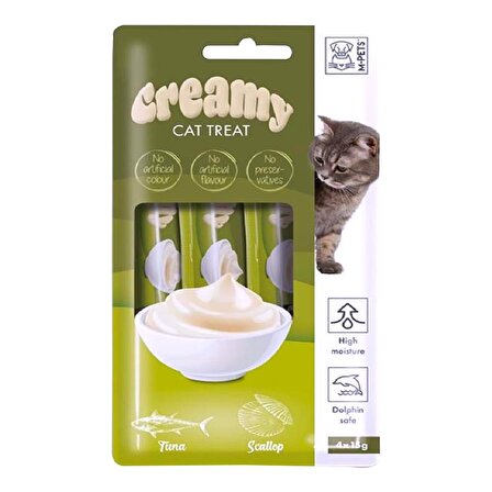 M-Pets Creamy Cat Treat Deniz Tarağı - Ton Balıklı Krema Yetişkin Kedi Ödülü 4x15 g 