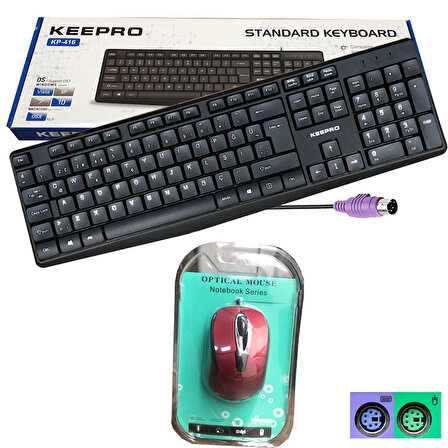Keepro KP-146  Standart PS-2 Kablolu Klavye +PS/2 Mouse Kırmızı