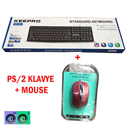 Keepro KP-146  Standart PS-2 Kablolu Klavye +PS/2 Mouse Kırmızı