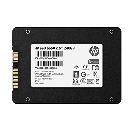 HP 345M8AA 2.5 İnç 240 GB Sata 500 MB/s 560 MB/s SSD 