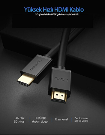 Ugreen UHD 4K Yüksek Hızlı Ethernet ve HDMI Kablosu 5 Metre