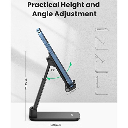 Ugreen Katlanabilir Çok Açılı Yükseklik Ayarlı Telefon Standı Siyah