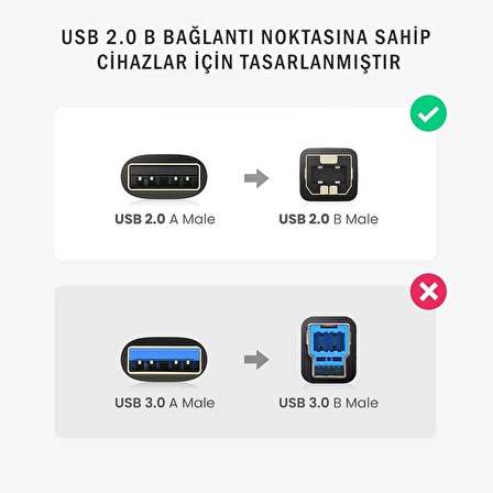 Ugreen USB To USB-B Yazıcı Tarayıcı Kablosu 1 Metre