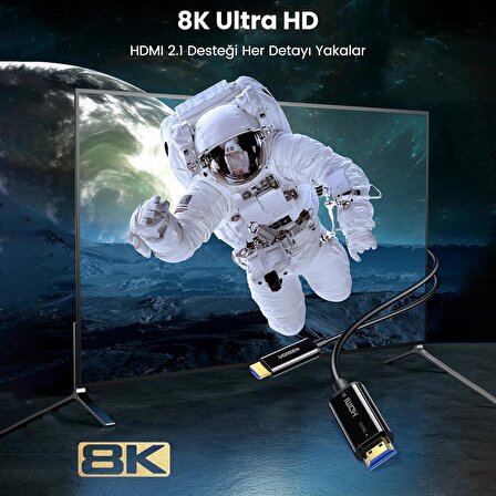 Ugreen 8K 60Hz 4K 120Hz HDMI 2.1 Fiber Optik Görüntü Aktarma Kablosu 50 Metre