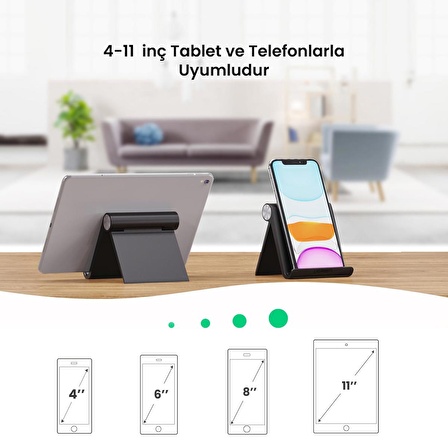 Ugreen Çok Açılı Masaüstü Tablet Telefon Standı Siyah