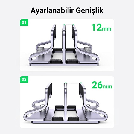 Ugreen Masaüstü Alüminyum Çift Yuvalı Dikey Notebook Macbook Laptop Standı