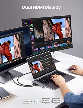 Ugreen Macbook Pro Air İçin Thunderbolt 3 Type-C HDMI USB 3.0 SD Kart Okuyucu Hub Adaptör