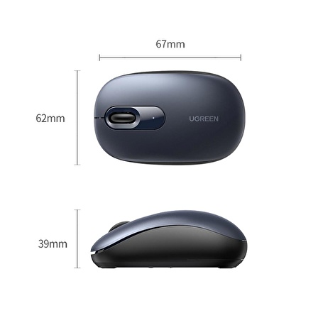 Ugreen 2400DPI 2.4Ghz Wireless Kablosuz Sessiz Mouse Gece Mavisi